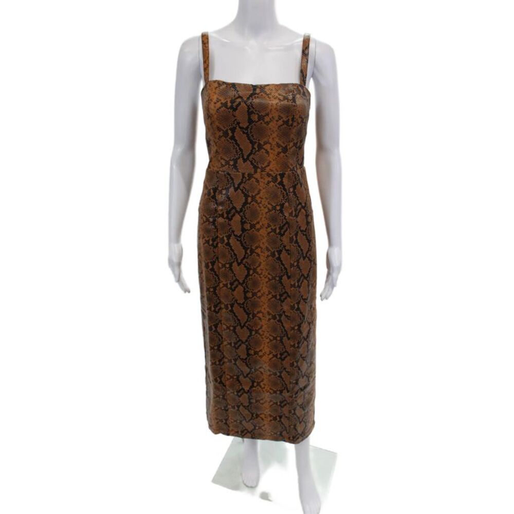 KITRI Womens Ursula Snakeskin Vinyl Dress - Caramel Snakeskin Print Size 8